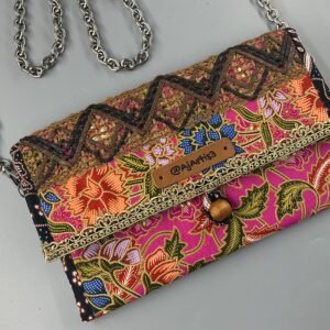 batik patchwork envelope clutch chain2